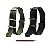 2pc 16mm Nato Ss Nylon Striped Black, army green Interchangeable Replacement Watch Strap Band