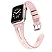 Secbolt Leather Bands Compatible with Apple Watch Band 38mm 40mm iwatch Series 6 5 4 3 2 1 SE, Slim Strap with Breathable Hole Replacement Wristband Women, Pink