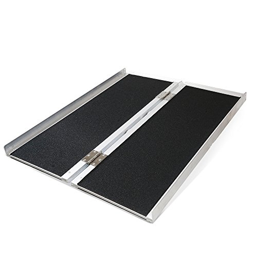 Clevr 3' (36" X 31") Extra Wide Non-Skid Traction Aluminum Wheelchair Scooter Loading Ramp, Lightweight Folding Portable, Holds Up to 600 lbs