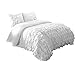 Chezmoi Collection Ella 2-Piece Waterfall Ruffle Comforter Set (Twin, White)