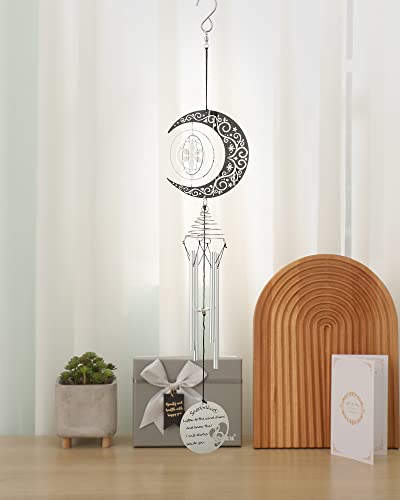 20 Inch Memorial Wind Chimes for Loss of Loved One, Sympathy Wind Chimes of Moon and Star, Memorial Gifts, Unique Gratitude Gifts/Appreciation Gifts/Thank You Gifts for Family/Friends/Colleagues