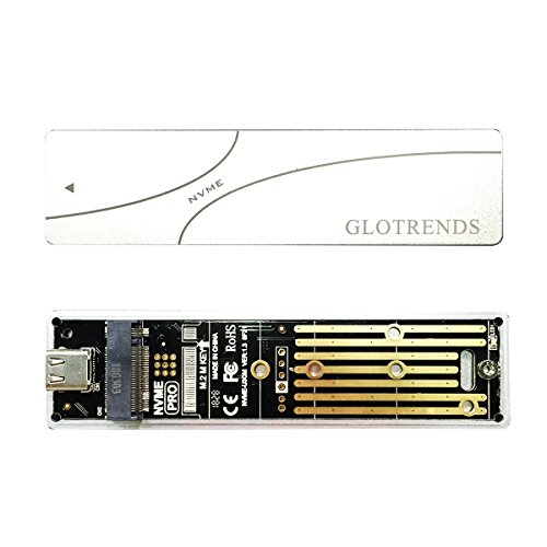 GLOTRENDS USB C to M.2 NVME SSD Enclosure for NVME M.2 SSD(Key M),Trim UASP S.M.A.R.T Support, Compatible with Windows/Mac/Linux/Xbox/PS4, Aluminum Silver Case (M2NV)