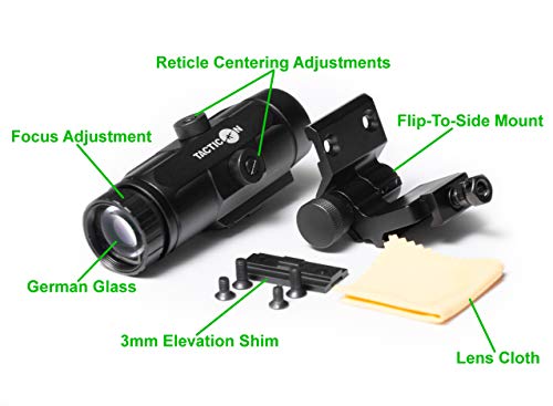 Tacticon Falcon V1 3X Red Dot Magnifier with Flip to Side Mount for Picatinny Rail and 2.5 inches of Eye Relief - Thumbnail 5