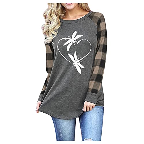 Long Sleeve T-shirt for Women Fashion Graphic Tunic Tops O-Neck