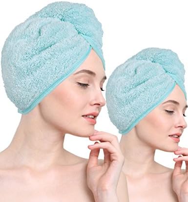 Mesehome Bath Head Wrap Turban Microfiber Hair Dry Towel/Microfiber Magic Hair Drying Shower Hat(2 PACK)
