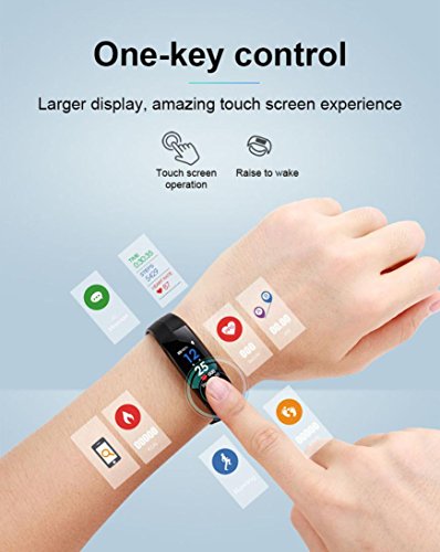 Boofab Fitness Tracker Blood Pressure Heart Rate Monitor Waterproof Activity Tracker Bluetooth Wireless Smart Wristband Bracelet CD02 (Black)