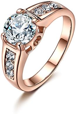 Forcolor Champagne Gold-Plated and White Cubic Zirconia Rings
