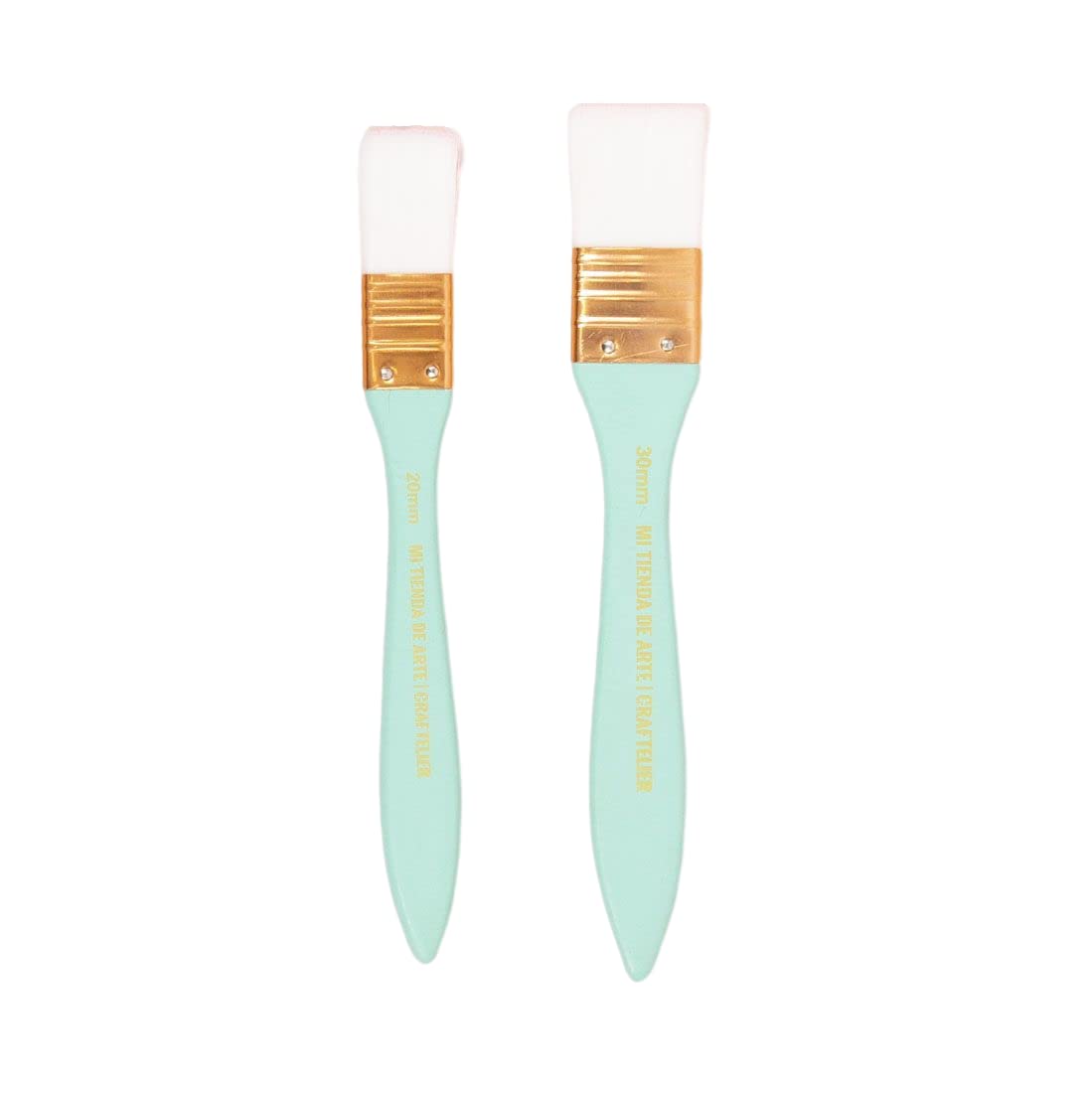 Craftelier Palettes - Set of 2 Modern Style 2 cm & 3 cm Task Tray with Synthetic White Hair & Matte Turquoise Handle, Nickel Accent - Approx Dimensions 19.8 x 3 cm & 19 x 2 cm