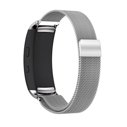 Alonea Milanese Magnetic Loop Stainless Steel Band Strap For Samsung Gear Fit2 Pro (Silver)