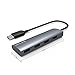 Wavlink Portable USB 3.0 Aluminum 4-Port Hub with Built in Cable 5Gbps Transmission Rates for PC Ultrabook PAD- Gray