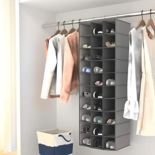 coastal rose Hanging Shoe Organizer for Closet, 30 Sections Hanging