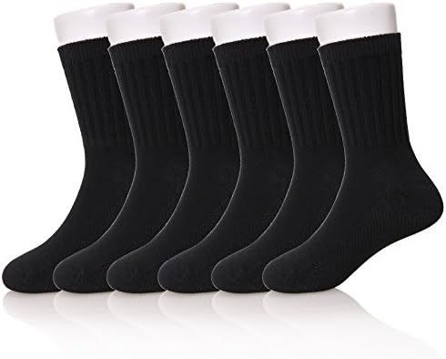 6 Pack Unisex Toddler Big Boys Girls Athletic Ribbed Cotton Classic Crew School Socks 3-16 Years Old