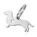 HOUSWEETY 1pc Stainless Steel Dachshund Pendant Keychains Key Rings Pets Jewelry Women Charms Gift 3x1.6cm