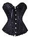 YAQKUOA Womens Corset Plus Size Sexy Lingerie Floral Lace Up Overbust Bustier Top black