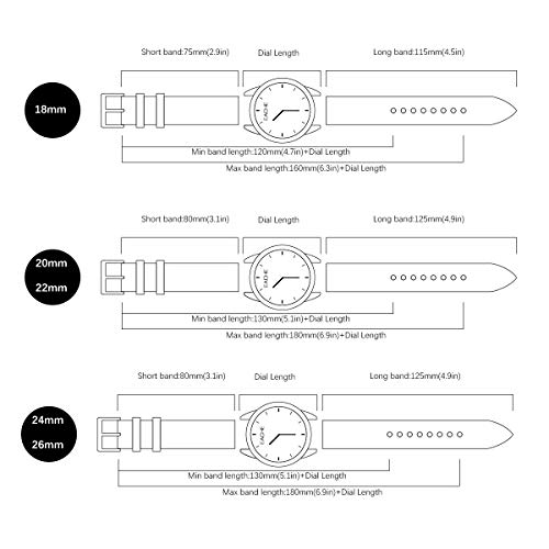 EACHE 26mm Vegetable Tanned Watch Band,Genuine Leather Handmade Watch Straps in Dark Brown-Silver Hardware