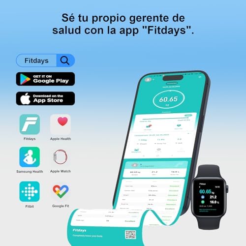 Balance - Báscula de equilibrio con Bluetooth (13 indicadores) para Andriod e iOS Max 180 kg/400 lb/28 cm, color negro