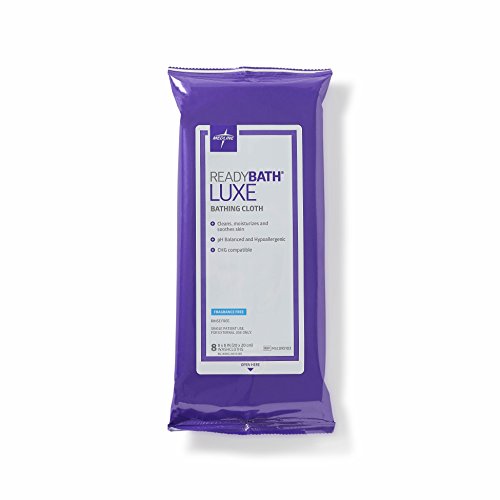 Medline ReadyBath LUXE Unscented Body Cleansing Cloths, Extra Thick Wipes (8 Count Pack, 24 Packs)