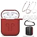 amasing AirPods Case 7 in 1 for Airpods 1&2 Accessories Kits Protective Silicone Cover for Airpod Gen1 2 (Front Led Visible) with 2 Ear Hook /2 Staps/1 Clips Tips Grips/1 Zipper Box Redthumb 1