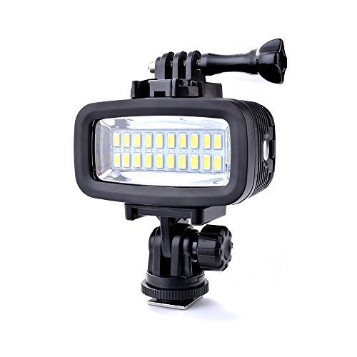 Sunix-40m-Waterproof-Diving-Light-Rechargeable-Dimmable-LED-Video-POV-Flash-Fill-Light-6W-20-LEDs-700LM-with-1900mAh-Built-in-Rechargeable-Batteries-for-GoPro-Hero-54332