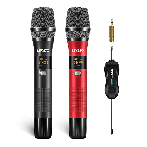 LEKATO Wireless Microphone,Cordless UHF Metal Dual Handheld Dynamic Mic