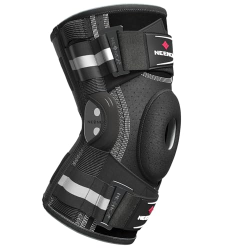 NEENCA Kniebandage gegen Knieschmerzen, Kniestütze mit Scharnier und patentiertem X-Strap Befestigungssystem, starke Stabilität zur Schmerzlinderung, bei Arthri