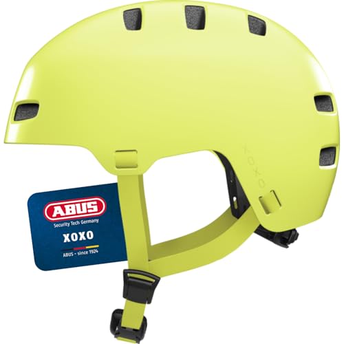 ABUS Fahrradhelm XOXO, Cityhelm im Skater-Look, Größe M, Mono gelb