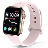 NUKELOLO Sport Band Compatible with Apple Watch 38MM 40MM, Soft Silicone Replacement Strap Compatible for Apple Watch Series 4/3/2/1 [Pinksand Color in S/M Size]
