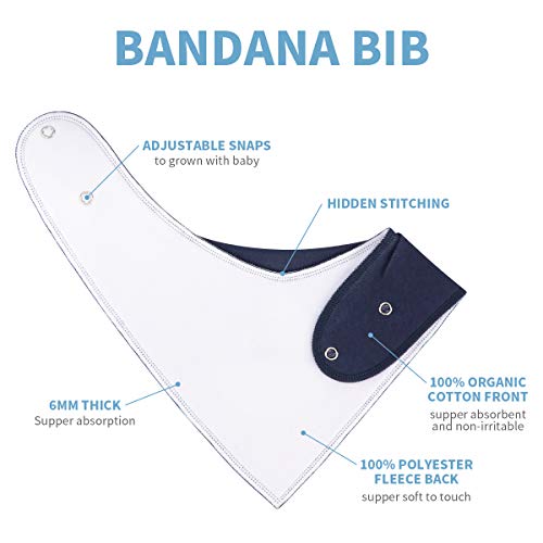 8-Pack Boys Bibs - Kirecoo Baby Bandana Drool Bibs for Drooling and Teething, 100% Organic Cotton and Super Absorbent Bibs for Baby Boys, Baby Shower Gift