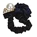 Tenworld Women Girl Pearls Beads Rose Flower Hair Band Rope Scrunchie Ponytail Holder (Navy)