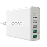 dodocool USB Charger 5 Ports Desktop Charging Station with Dual Quick Charge 3.0 Ports & 3 USB Ports 60W for Samsung Galaxy S7/S6/Edge, LG G5, iPhone, iPad, Nexus 6P & More