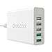 dodocool USB Charger 5 Ports Desktop Charging Station with Dual Quick Charge 3.0 Ports & 3 USB Ports 60W for Samsung Galaxy S7/S6/Edge, LG G5, iPhone, iPad, Nexus 6P & More