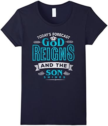 Womens Christian Shirt Today's Forecast God Reigns Christian Gift Large Navy