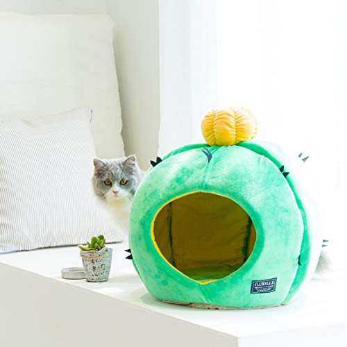 Petseek Cat Bed House with Cactus Shaped, Soft Pet Cute Cave Beds for Cats Kittens Small Dogs - Thumbnail 3