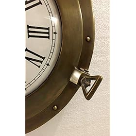Vintage Navigation Marine Brass Ship Porthole Clock 15'' Ship Window Wall Clock 41UPHuRNtzL