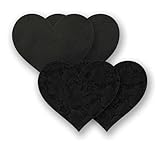 Nippies Black Hearts Waterproof Adhesive Fabric Nipple Cover Pasties