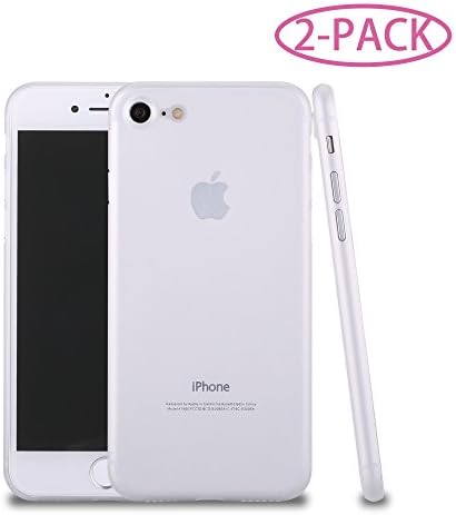 Phone case for iPhone 7, [2 Pack] Zarya PP [0.35mm] Ultra Thin Perfect Match Hard Protect Case Back Cover [Translucent] [Jet Black] for iPhone 7-(Matt White Translucent)