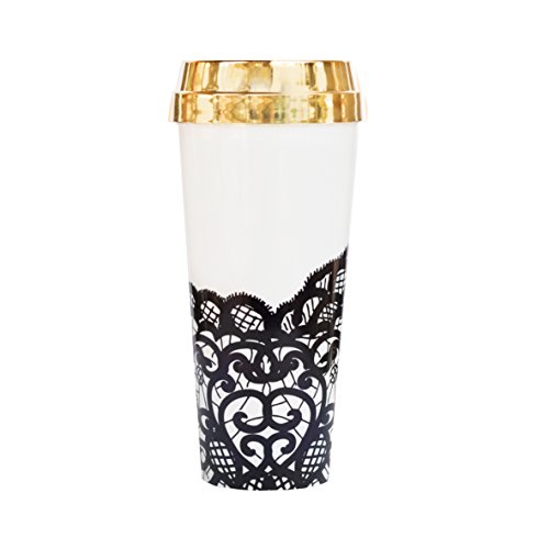 Black Lace Travel Mug Gold Mug Gift for Boss Gift for Her Coffee Mugs Travel Tumbler Mug Boss Babe Fashion Drinkware Cup Chic Office Decor