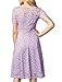 AONOUR Women's Vintage Floral Lace Elegant Cocktail Formal Swing Dress with Short Sleeve