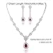 GULICX Silver Tone Ruby Color Red Jewelry Set Necklace Earrings Wedding Party Jewelry Silver Tone