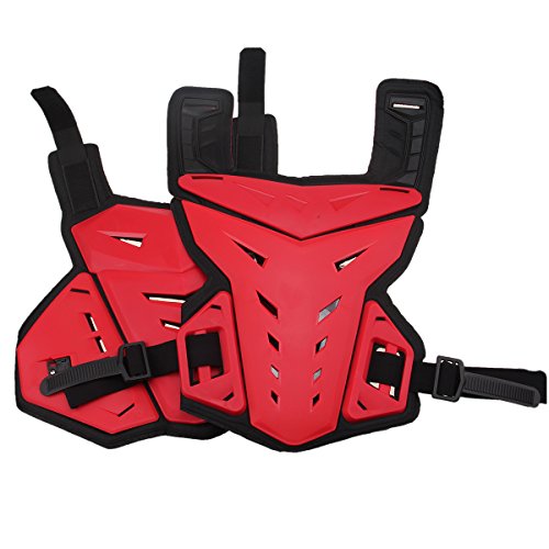 Chest Back Protector with Goggles,POSSBAY Motorcycle Gear Armor Glasses Set XXL Red for Scooter Motocross Dirt Bike Skiing Riding Cycling Skating