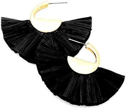 Chunky Statement Gold Black Women Jewelry Fashion Earrings 2" Hoops Uniklook Costume Jewelry