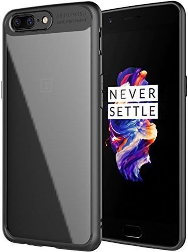 OnePlus 5 Case, Wellerly Hybrid Crystal Clear Hard Casing and TPU Gel Bumper Shock-Absorbing Rigid Transparent Back Cover Anti-scratch Protective Case for OnePlus 5 (2017) -Black Clear