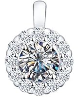 Paradis.Love Sterling Silver Halo Pendant Rhodium Plated w/Cubic Zirconia Swarovski Crystals 7.5 cttw