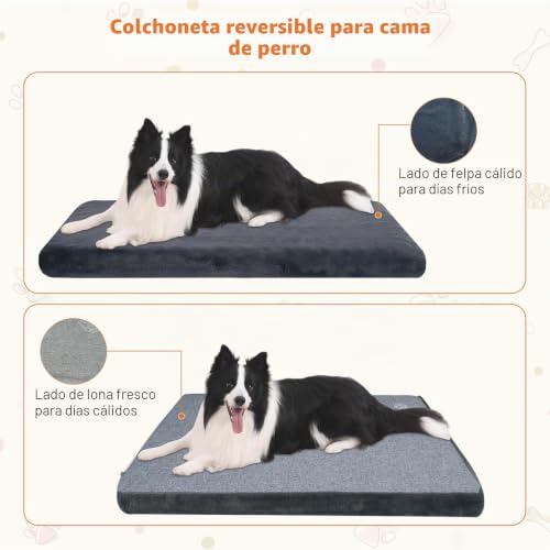 EMPSIGN Reversible Dog Cushion (Hot & Cold), Waterproof Dog Mat for Large Dogs (35" x 22" x 3"), High Density Foam Dog Bed, Dog Mattress with Cover