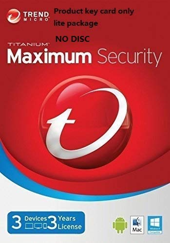 Trend Micro Maximum Security 2019 (Version 15) 3 Devices 3 Years for PC, Mac, Android & IOS | Product Key card Win7, 8.1 &10