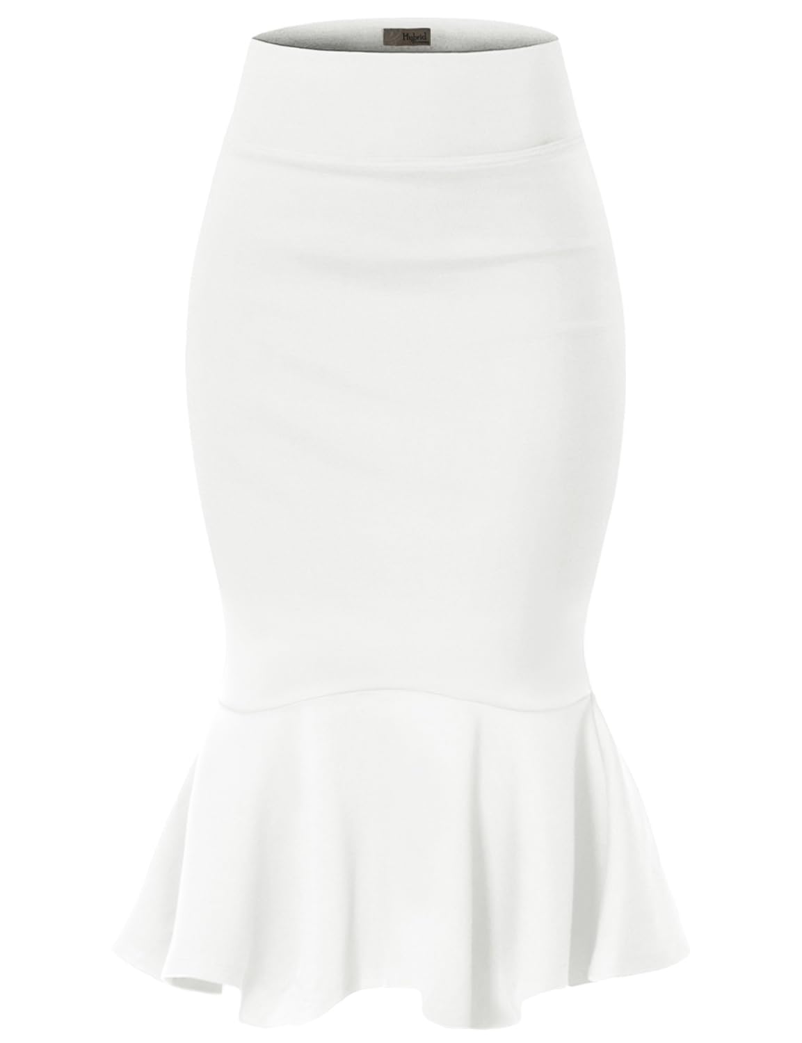 Photo 1 of & Company Womens Premium Nylon Ponte Stretch Office Fishtail Pencil Skirt KSK45010 1073T Ivory L