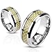 STR-0033 Stainless Steel Gold Carbon Fiber Inlay Band Ring Size 5-14; Comes With Free Gift Box