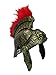 PVC Roman Helmet with Red Feathers Gladiator Costume, Gold, One Size