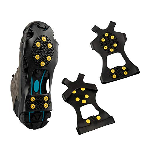 LERTREE AntiSlip Stretch Snow Ice Grips 10Stud Spikes Over Shoe Traction Cleats Crampons