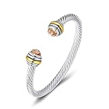 UNY Bracelet Designer Brand Inspired Antique Women Jewelry CZ Cable Wire Bangle Christmas day Gifts (Champagne)